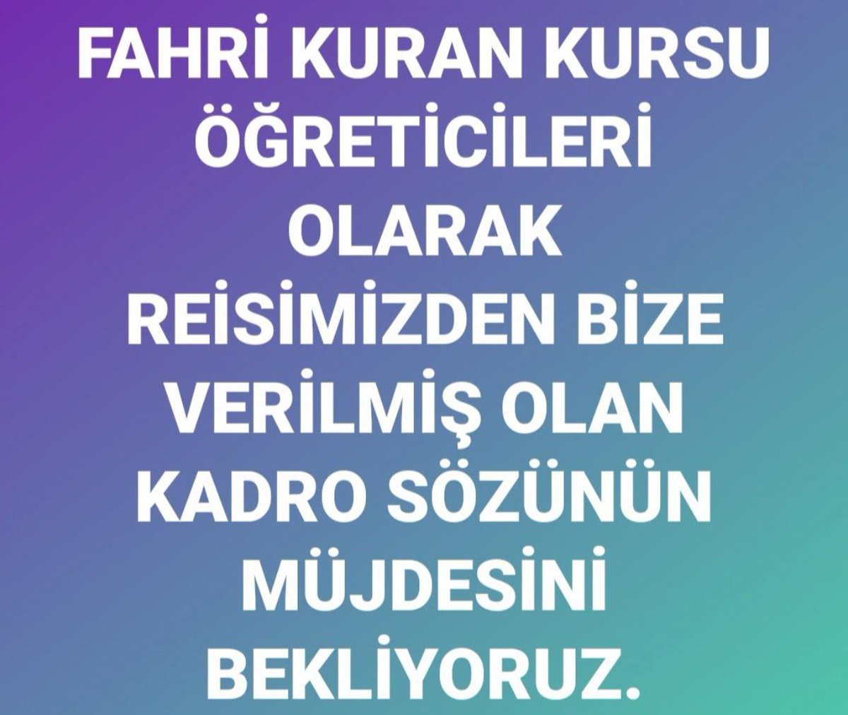 #Görevimizi hakkaniyetle yapanlarız, ama hakkımız olan kadroyu alamayanlarız

REİS FAHRİLERİ DUY
#Diyanet

<a href="/RTErdogan/">Recep Tayyip Erdoğan</a> <a href="/DIBAliErbas/">Prof. Dr. Ali Erbaş</a>
<a href="/MKalayci42/">Mustafa Kalaycı</a> <a href="/OlcayKilavuz/">Olcay Kılavuz 🇹🇷</a> <a href="/YildizFeti/">Feti Yıldız</a> <a href="/buyukataman/">İsmet Büyükataman</a> <a href="/drtasdogan/">Doç.Dr. Ali Muhittin Taşdoğan</a> <a href="/mleventbulbul/">Muhammed Levent Bülbül</a> <a href="/TmrOsmanagaoglu/">Tamer Osmanağaoğlu</a> <a href="/Eyupyildizlar/">Eyyup YILDIZ</a> <a href="/MehmetFendogluu/">MEHMET FENDOĞLU 🇹🇷</a>  <a href="/AvNiyaziPaksoy/">Av. Niyazi Paksoy</a>