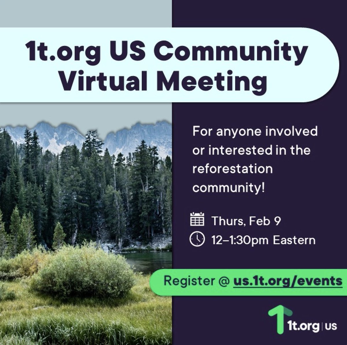 ForestsPlus's tweet photo. Join us for our https://t.co/NDgPo6CvQY virtual community meeting! Tune in on Thursday, February 9 for presentations from current pledges, including @meta, @HoustonTX and @girlscouts.  

🌳 Register here: https://t.co/wTiQV6Hh2s

#TrillionTrees @1t_org @americanforests @jaddaley https://t.co/3d09hZ48NG