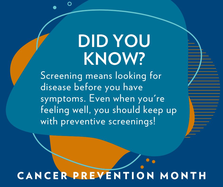 They could literally save your life. 
#cancerscreenings #cancerpreventionmonth
