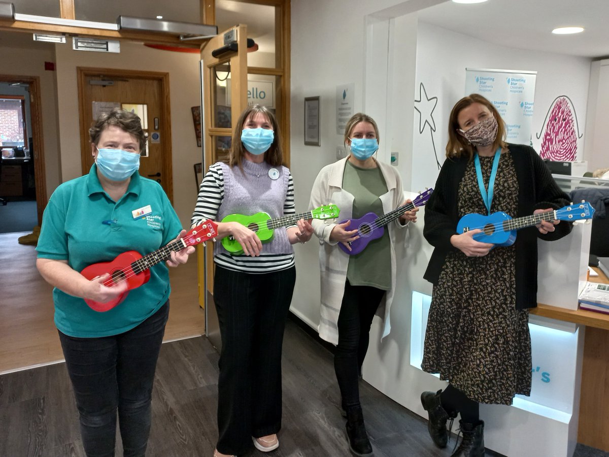 SSChospices's tweet photo. Happy #WorldPlayYourUkuleleDay!

Shooting Star Music Therapist, Marion, explains that ukuleles are a great addition to our toolkit. Many of our children have difficulty holding large instruments but ukuleles are so small and light that they are easily accessible. https://t.co/vWo09PbTlm