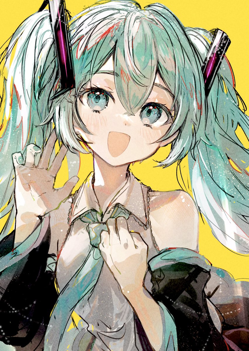 初音ミク 「#ツインテールの日 元気いっぱいミクちゃん 」|みゃ子のイラスト