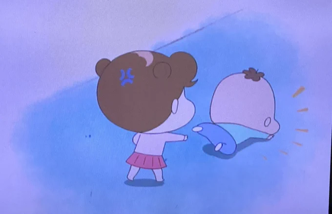 あたしンち、数年前の幼児時代のみかんとゆずぴの話の、特にみかんがゆずひこに理不尽な仕打ちをするきょうだいあるある回が好きだ おもちゃをとりあげてどついて泣いたらうるさい!とキレる幼みかん 理不尽! 