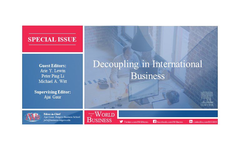 Call for Papers: The guest editors invite authors to submit papers to the #SI: Decoupling in International Business!
For more information, please visit: bit.ly/3JLu51c