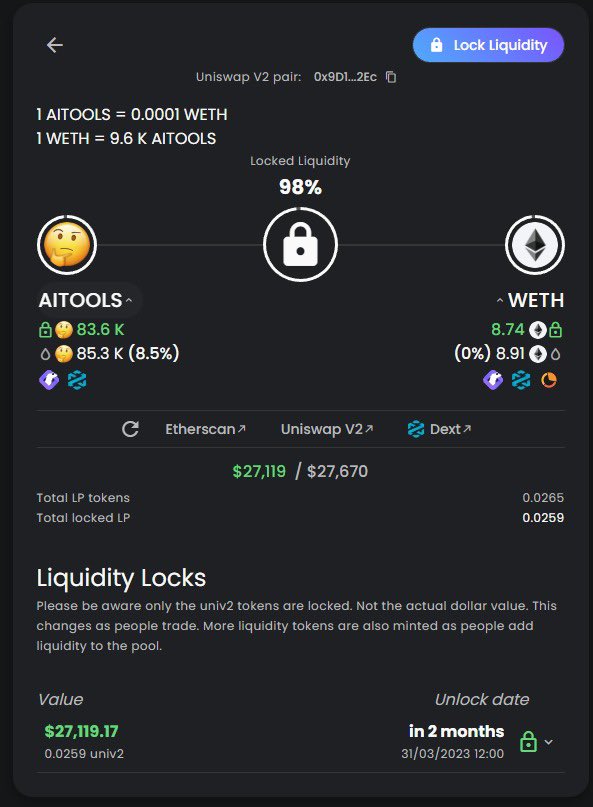 GodOfCrypto777's tweet photo. LP LOCK already extended #PROUDHOLDER ๐ค๐ค๐ค๐ค https://t.co/PYkSDj9B2T