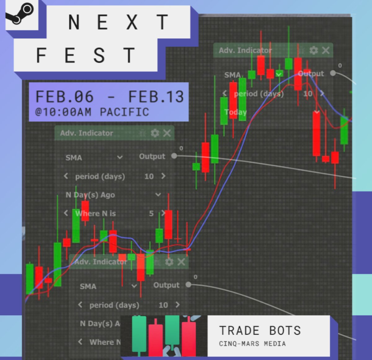 cinqmarsmedia's tweet image. Play the free demo of our new game, Trade Bots, featured in Steam's NextFest!
store.steampowered.com/app/1899350/Tr…