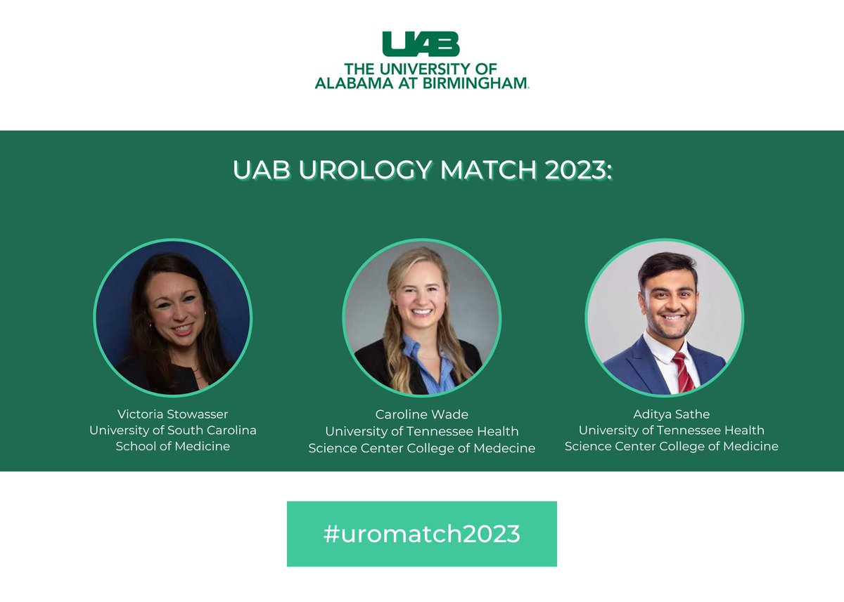 UAB Urology (@uaburology) on Twitter photo Happy to announce the latest additions to our <a href="/UABUrology/">UAB Urology</a> & <a href="/UABUroResidents/">UAB Urology</a> team!
#uromatch #medicalstudents #urology #residents
@AdityaASathe <a href="/theVASgirl/">Victoria Stowasser</a> <a href="/cwade2015/">caroline wade</a> Happy to announce the latest additions to our <a href="/UABUrology/">UAB Urology</a> & <a href="/UABUroResidents/">UAB Urology</a> team!
#uromatch #medicalstudents #urology #residents
@AdityaASathe <a href="/theVASgirl/">Victoria Stowasser</a> <a href="/cwade2015/">caroline wade</a>