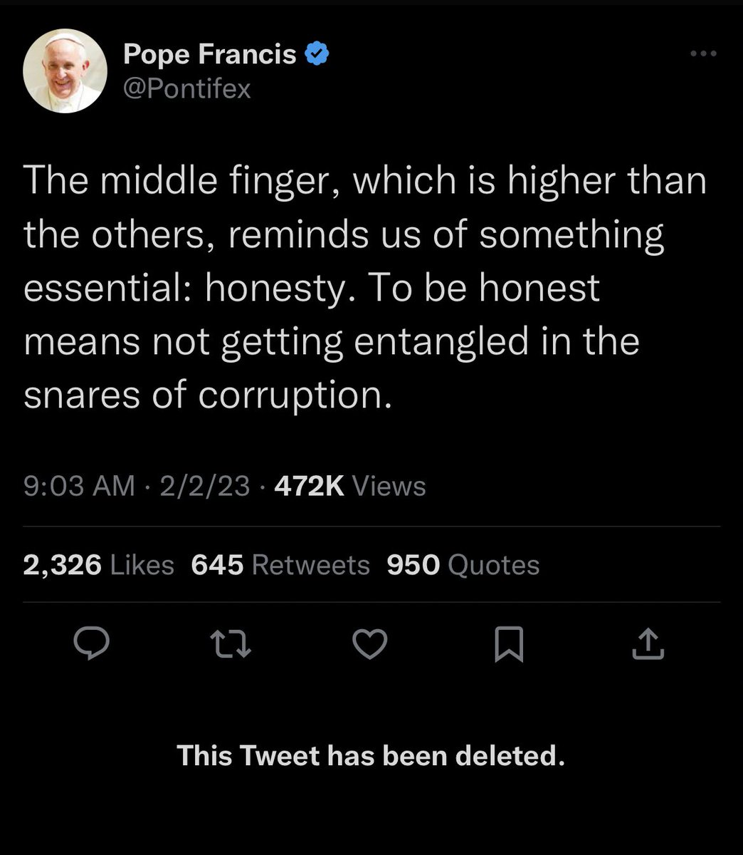 The Redheaded libertarian on Twitter "I made the pope delete a tweet