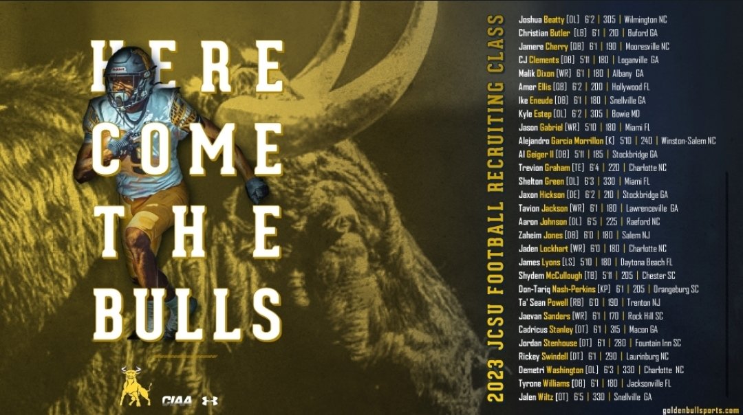 Golden Bulls (@jcsufootball) on Twitter photo Go Golden Bulls!
Welcome to the 704
#Everyth1ngEveryday #NSD23 <a href="/JCSUniversity/">Johnson C. Smith U.</a> <a href="/JCSUSports/">JCSU Athletics</a> Go Golden Bulls!
Welcome to the 704
#Everyth1ngEveryday #NSD23 <a href="/JCSUniversity/">Johnson C. Smith U.</a> <a href="/JCSUSports/">JCSU Athletics</a>