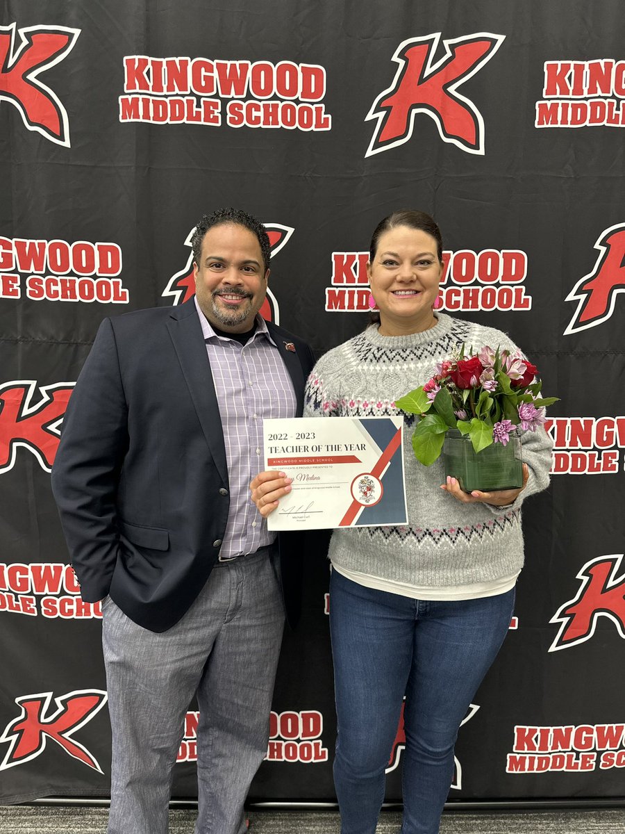 HumbleISD_KMS's tweet photo. Our KMS family is proud to announce that Lindsay Medina has been selected as the 2022-23 KMS Teacher of the Year! She is an exemplary teacher who embodies our mission &amp; vision every day. Congratulations &amp; thank you for your service to our Cougar community! #KMSCougarPride🐾 https://t.co/7hn5DMusH1