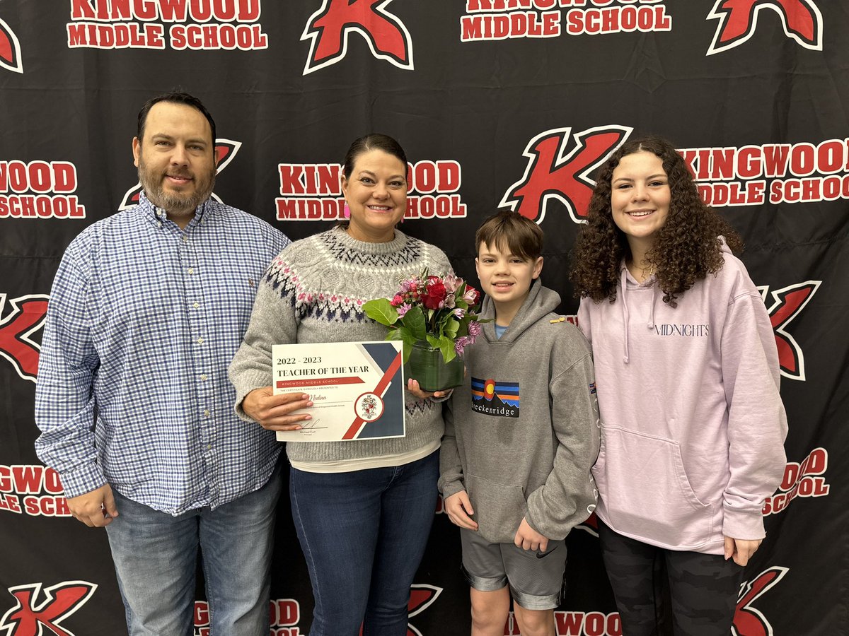 HumbleISD_KMS's tweet photo. Our KMS family is proud to announce that Lindsay Medina has been selected as the 2022-23 KMS Teacher of the Year! She is an exemplary teacher who embodies our mission &amp; vision every day. Congratulations &amp; thank you for your service to our Cougar community! #KMSCougarPride🐾 https://t.co/7hn5DMusH1