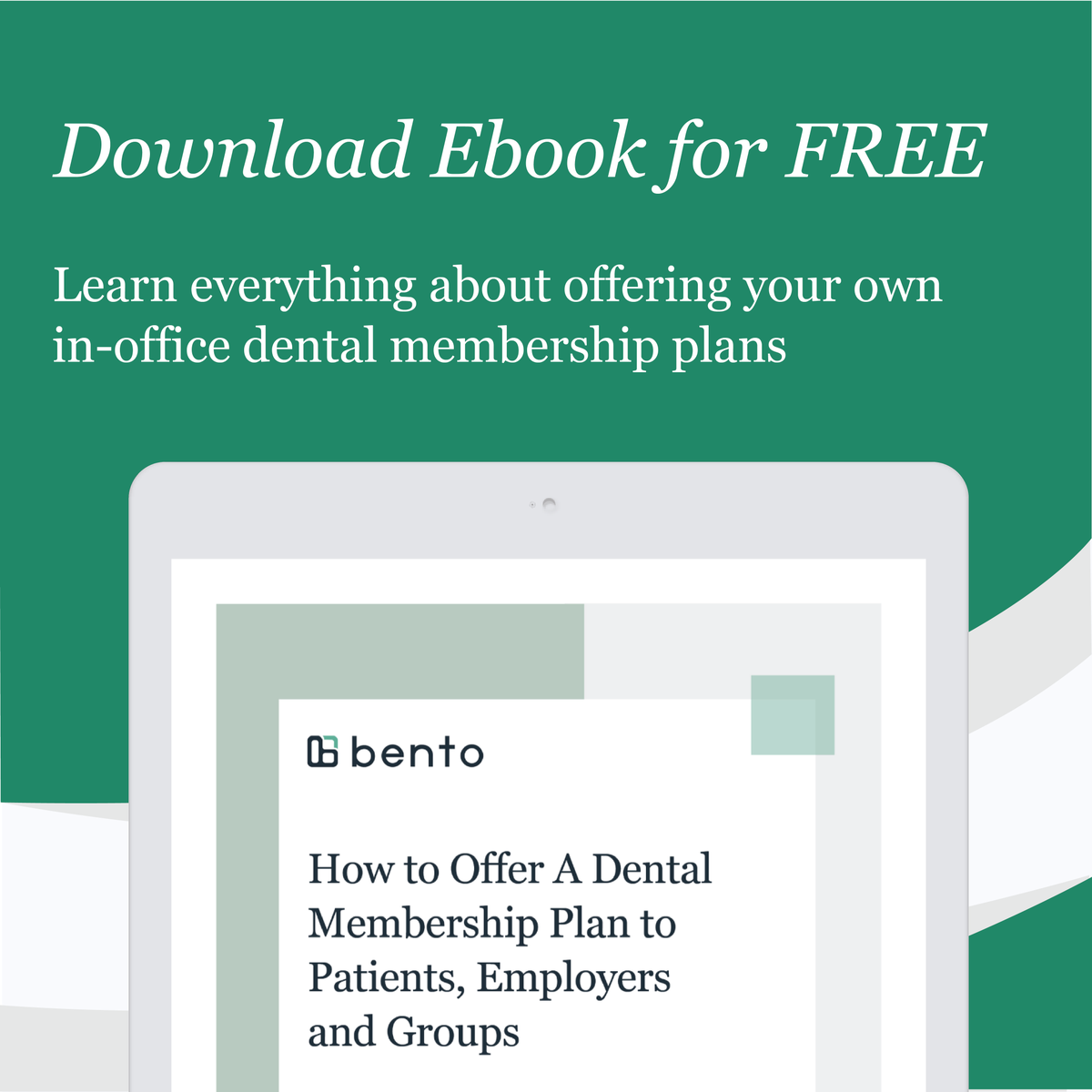 BentoDental's tweet photo. Looking to offer in-office membership plans to local businesses? Bento created this Ebook to answer all your questions, including why you should offer, who are the target markets, and how to build, manage, and market. Click to download the Ebook for FREE!
https://t.co/DLOXbvngqL https://t.co/0Iis7SlbMf