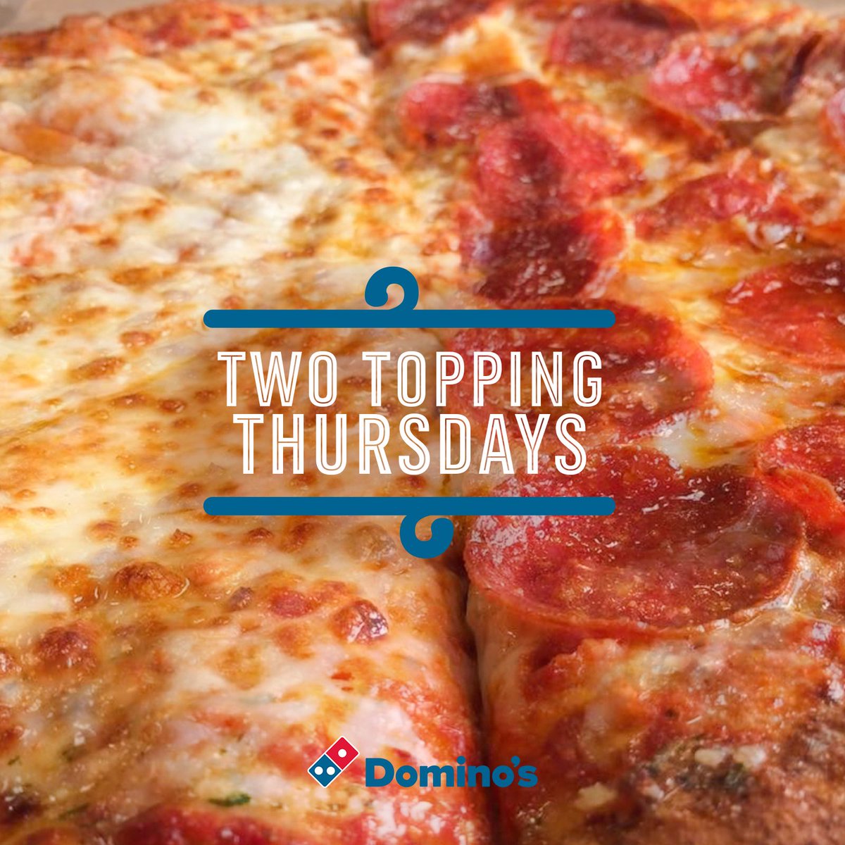 DominosJa's tweet photo. 👇 Drop the emoji's of your #TwoToppingThursday combo!
This and every #TwoToppingsThursday purchase a LARGE cheese pizza and get any two toppings for FREE! https://t.co/1e3WH9egl3