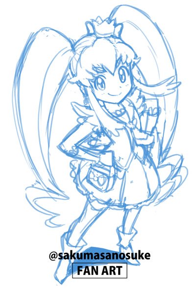 ヒメルダ・ウインドウ・キュアクイーン・オブ・ザ・ブルースカイ 「【ラクガキファンアート/FAN ART】『ハピネスチャージプリキュア!』よりキュ」|佐久間さのすけ／Sanosuke Sakumaのイラスト