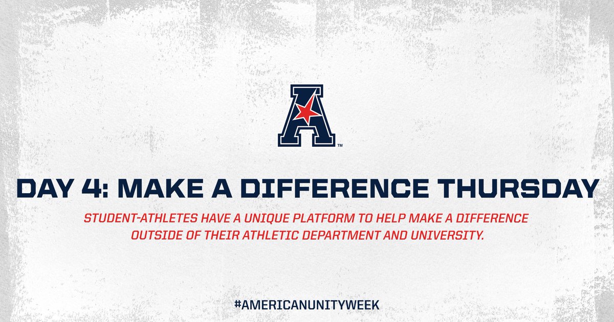 American_Conf's tweet image. #AmericanUnityWeek Day 4: Make a Difference Thursday 

Don't forget to head to our Instagram @american_conf and tell us who in your athletic department has used their platform to make a difference in their community