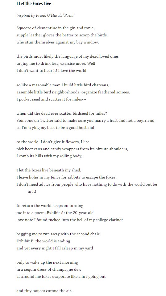 toddedillard's tweet photo. I have two new poems in @havehadhavehad! Here's "I Let the Foxes" live, my first poem inspired by Frank O'Hara: https://t.co/MPWQK0OjuR
