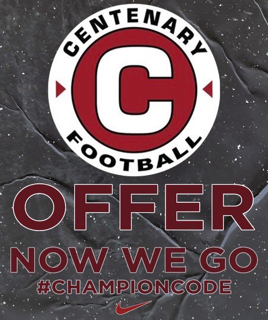 Glad to say that I have received my first football offer from Centenary College.#AGTG <a href="/Coachjd/">CoachJD</a> <a href="/coach_pennywell/">Coach Pennywell</a>  <a href="/Coach_JJackz/">Coach J. Jackz M.S.</a> <a href="/CoachWudtee/">Keondre Wudtee</a>