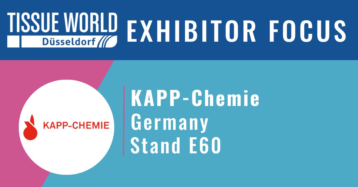 tissueworldnews's tweet image. This week’s exhibitor focus looks at #KAPP-Chemie, who will be setting up at stand E60 at #TissueWorld Düsseldorf.

Learn more about KAPP-Chemie here:
ow.ly/Wv0C50MChXn 

#TWDusseldorf23