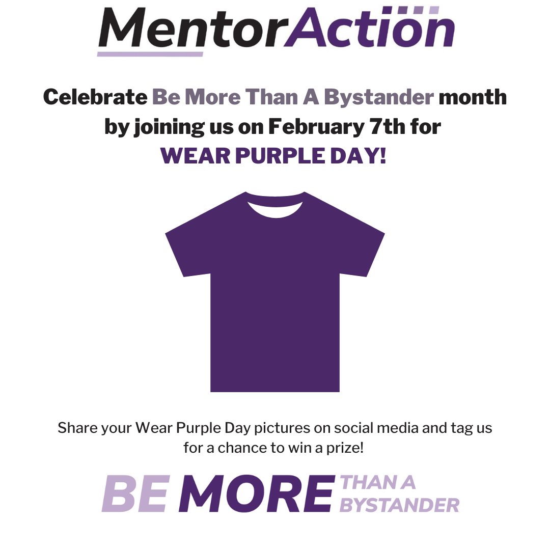 Next Week! Join us for #WearPurpleDay on February 7th by dressing in your best purple clothes and pledging to end gender-based violence. Share your pics, tag and follow us, and win a prize! #EndGBV #BMTAB