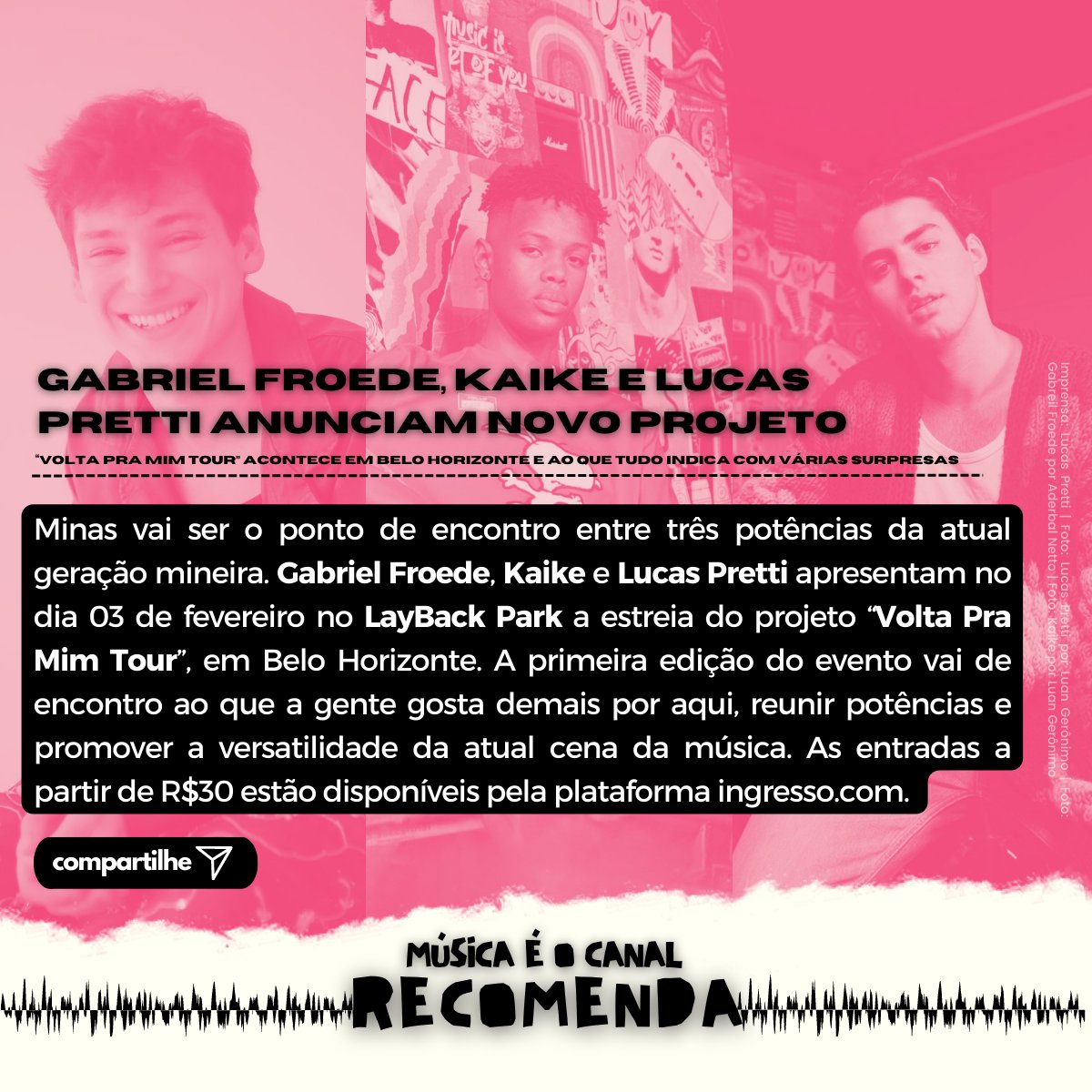 Não! Você não é a única pessoa que gostaria de estar em Minas neste momento. O motivo: <a href="/imkaike/">Kaike</a>,
<a href="/llpretti/">Lucas Pretti</a> e <a href="/gabriel_froede/">Gabriel Froede</a> e a estreia desta turnê que já estamos aqui, querendo saber quais serão as próximas cidades! Ai, ai, ai....