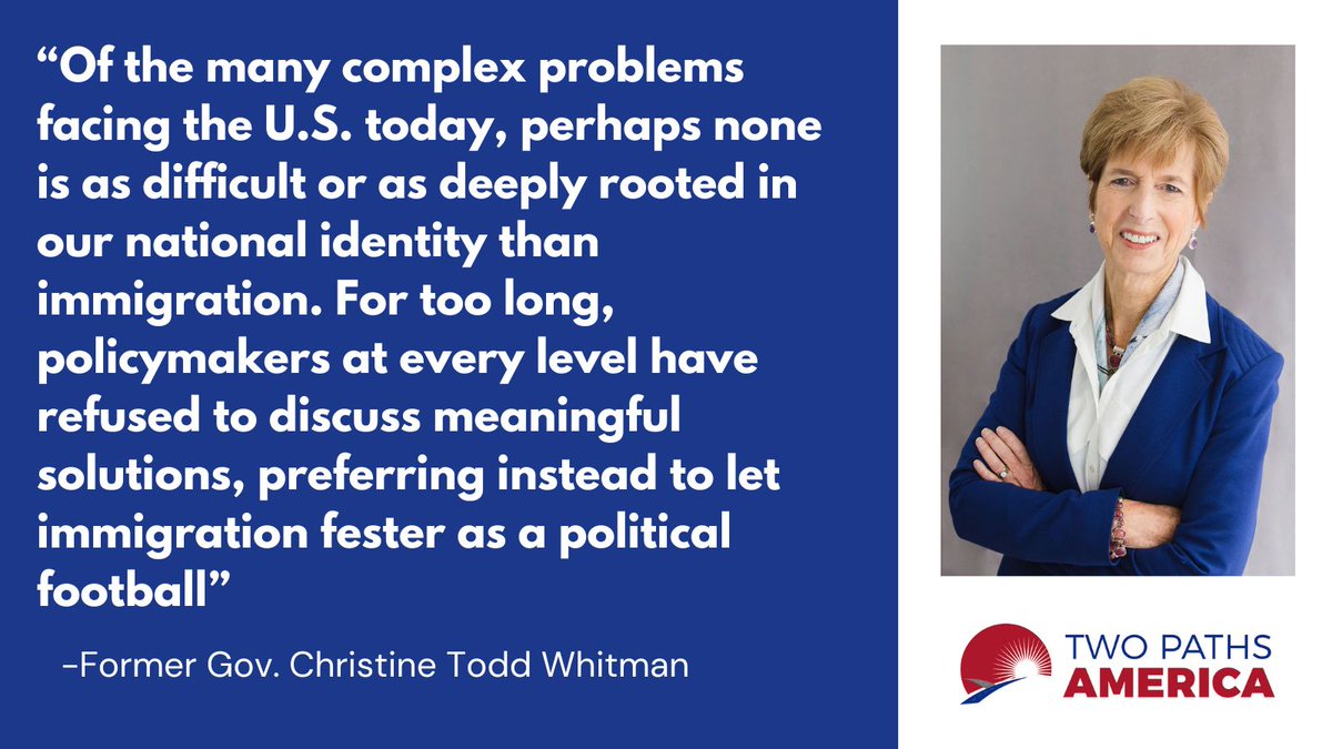 TwoPathsAmerica's tweet image. Read our latest policy plan from the TPA advisory committee, including former NJ @GovCTW: twopathsamerica.com/immigration