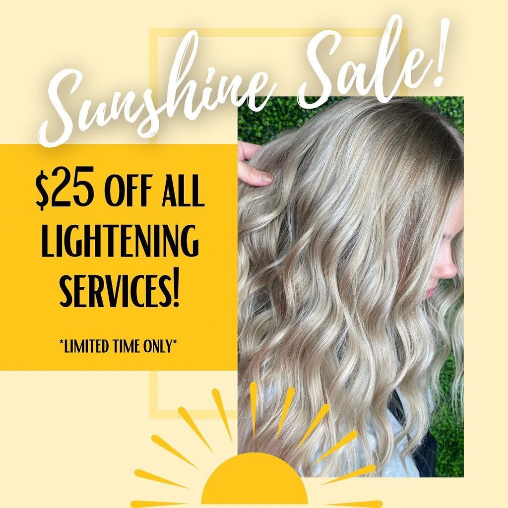 Gray skies got you down? We’re bringing the sunshine with $25 off any lightening service for a limited time! Simply mention this post at checkout! 
.
.
.
#sunshine #sunshinesale #sunnydaysahead #vitamind #highlights #balayage #foilyage #winterinbuffalo