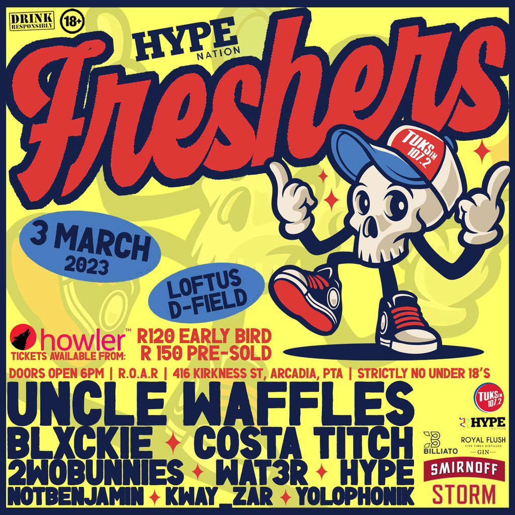 TuksFM1072's tweet image. This year we’re coming in hotter than ever with #Freshers2023 🤩 Ticket sales are now live on Howler (link in bio)- Wait there’s more👀👀 

We’re doing a flash GIVEAWAY🔓
It will be open for the first hour 👀
Win 1/3 double tickets with a simple like and RT It’s as easy as that😮‍💨