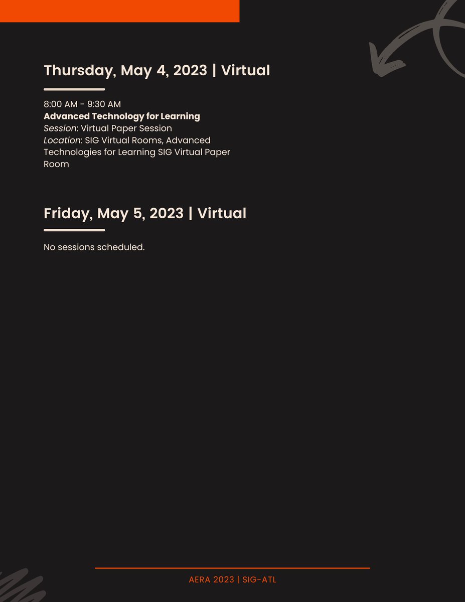 Check out SIG ATL's in-person and virtual program at #AERA2023! 🥳 Please note: Due to timing restrictions we will be holding a Business Meeting AND a Reception on Saturday both with SIG LS! Hope to see you there!