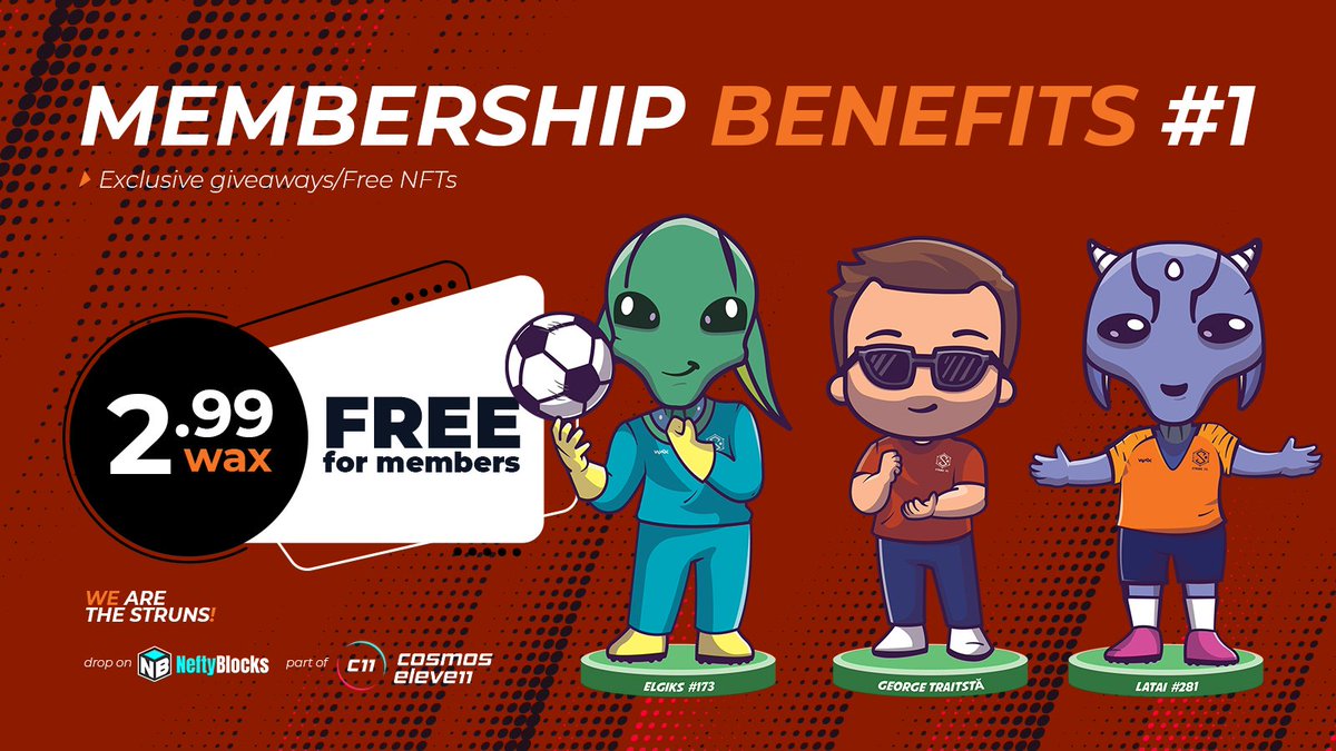 Membership benefits #1
Each season we launch new figures, members will get those for FREE!
They'll come by 🚂,🚗,✈️or 🚶‍♀️ 500 miles to land into your wallet! 

neftyblocks.com/collection/str…
#p2egaming #waxnft #web3community #NFTs #metaverseproject #metaversenft #nftdrop #footballmanager