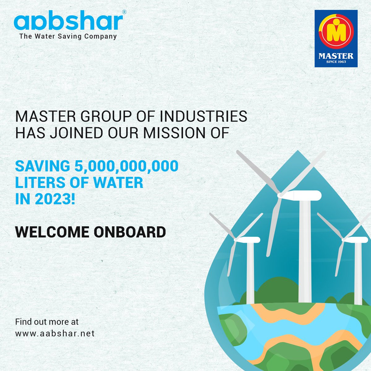 We are beyond excited to have Master Group of Industries as partners, who share our mission of saving 5 billion liters of water in 2023! 

#Mission2023 #PartnersForChange