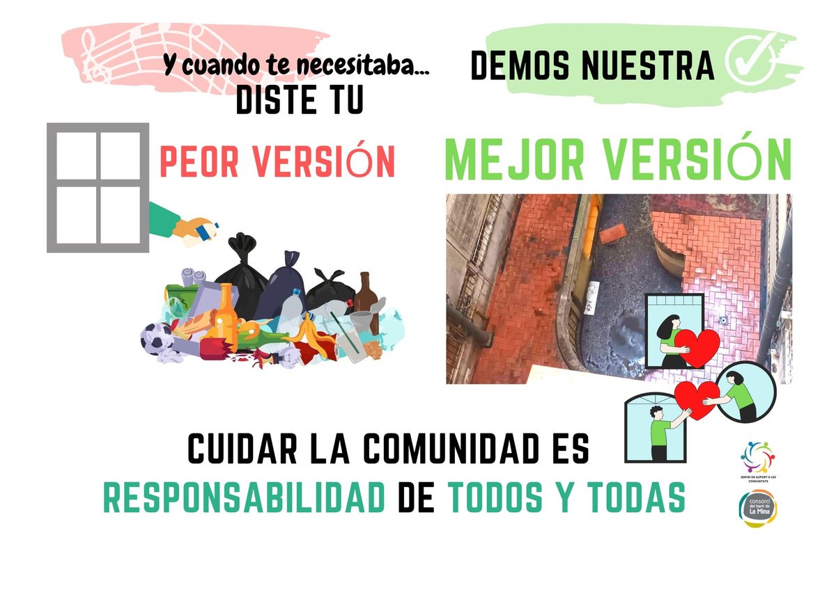 Hola a tots i totes!
⚠️ És de supervecino/a cantar les cançons del moment mentre col·labores amb la teva comunitat ⚠️
I tu, què fas per la comunitat? 🙋‍♀️🙋

🫶 Demos nuestra mejor versión 🫶

<a href="/incoopserveis/">Cooperativa Incoop</a> <a href="/ConsorciMina/">Consorci del barri de la Mina</a>