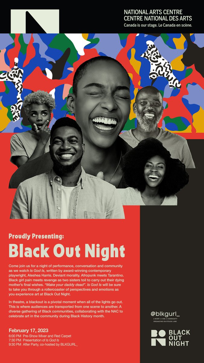 BlackPledgeCanada (@blackpledgeca) on Twitter photo Congrats to <a href="/CanadasNAC/">National Arts Centre</a> for hosting their first Black Out Night on Feb 17 @ 7:30pm for Is God Is! Black Pledge fully supports this practise which is a gift to Black communities. Get your tickets. ticketmaster.ca/black-out-nigh… Congrats to <a href="/CanadasNAC/">National Arts Centre</a> for hosting their first Black Out Night on Feb 17 @ 7:30pm for Is God Is! Black Pledge fully supports this practise which is a gift to Black communities. Get your tickets. ticketmaster.ca/black-out-nigh…