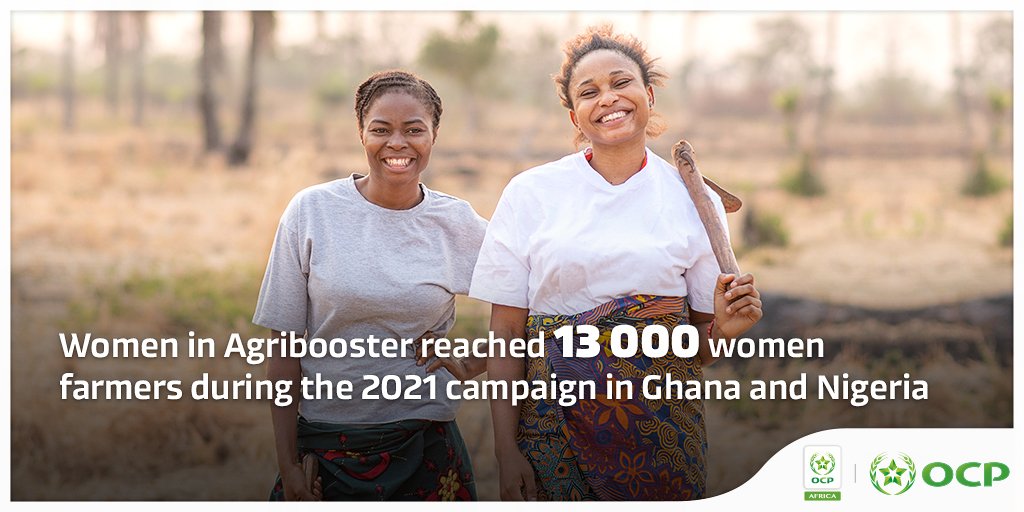 OCPGroup's tweet photo. Women farmers play a prominent role in ensuring #FoodSecurity and strengthening the agricultural sector!

Through @OCP_Africa's #WomenInAgribooster, women learn about sustainable agricultural practices and gain access to quality inputs and markets.

#OCPForHer #OCPForAfrica https://t.co/WE9MjUzfVK