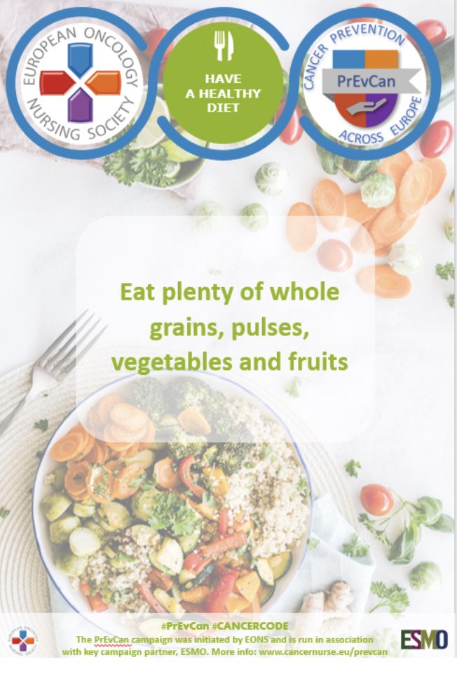 A healthy diet can reduce the risk for cancer. Healthy food doesnt have to be expensive or complicated to cook. During February we will share recipes and tips #PrEvCan #CANCERCODE #EUCancerPlan <a href="/cancernurseEU/">@cancernurseEU</a> <a href="/myESMO/">ESMO - Eur. Oncology</a> <a href="/OncoAlert/">OncoAlert</a>
