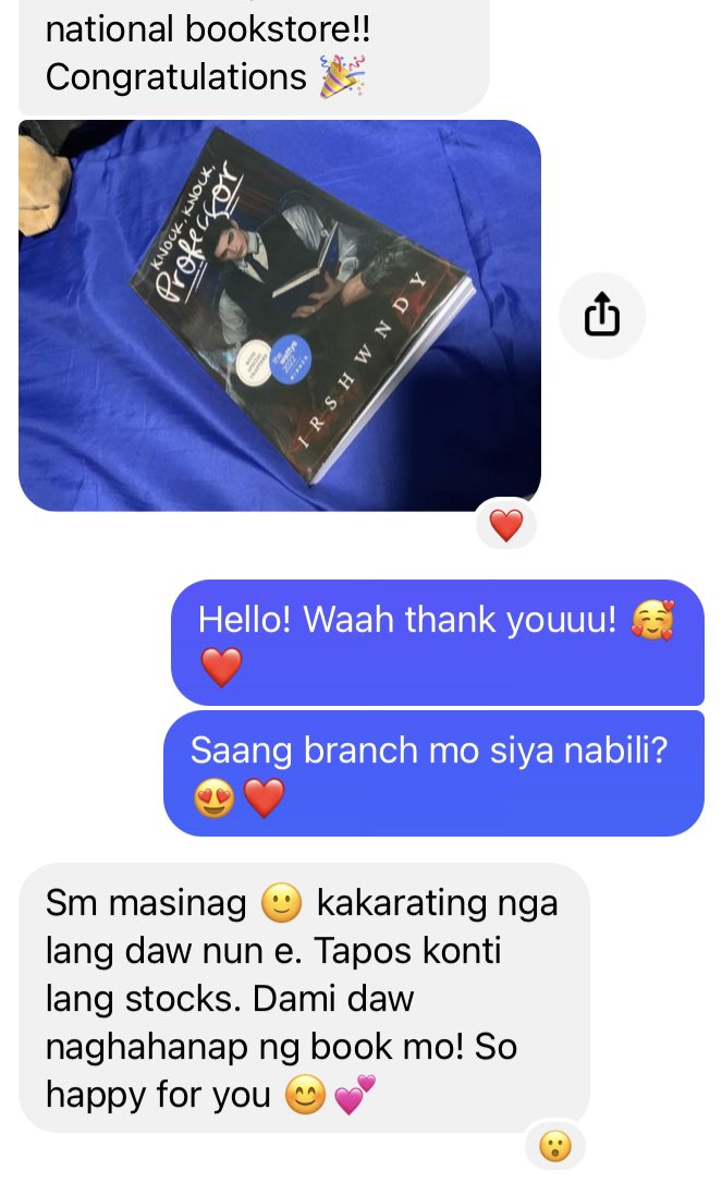 irshwndy's tweet photo. Nasa SM Masinag na si XV! 😍❤️ Thank you to my high school friend who spotted it there and bought a copy 🥹❤️ #XVisHere
Yieee marami raw naghahanap huhu, 'yun din sabi sa Gateway waaah salamat po 🙏🙇♀️ #KnockKnockProfessor #KKPublishedBook https://t.co/HNGxVXhW3J