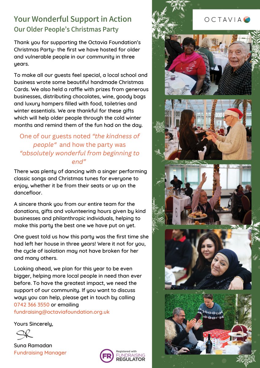 StiffTrevillion's tweet image. Back in December, we held a raffle raising funds for @weareoctavia.  The money went towards a community Christmas party, the first in three years.  Thank you S+T colleagues 👏