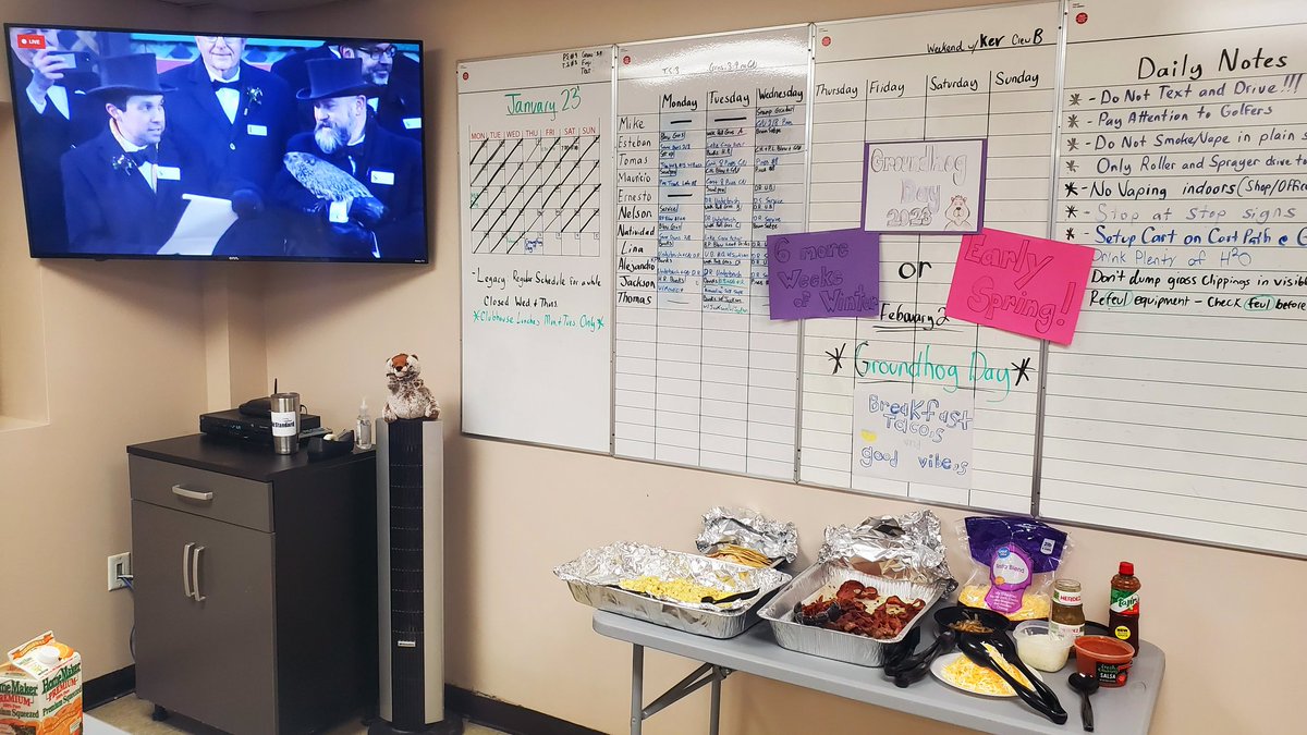 Kevin M. Brooks (@standardkev) on Twitter photo Arguably the most important day of the year for turf professionals! The groundhog decides how the rest of the winter season will play out. #GroundhogDay2023 breakfast tacos by <a href="/RussVA/">Russell Wallace</a> this morning! #6MoreWeeks #TheLegacyCourse #AlabamaWinter Arguably the most important day of the year for turf professionals! The groundhog decides how the rest of the winter season will play out. #GroundhogDay2023 breakfast tacos by <a href="/RussVA/">Russell Wallace</a> this morning! #6MoreWeeks #TheLegacyCourse #AlabamaWinter