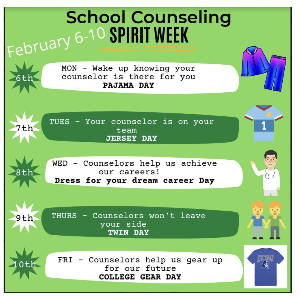 FTMHSCounseling's tweet photo. It’s about that time! Join us in celebrating National School Counseling Week all next week! If you see your counselor make sure to thank them for all that they do! @MaloneyMemos @DaveMontemurro @pvcivitello https://t.co/f1rD4td735