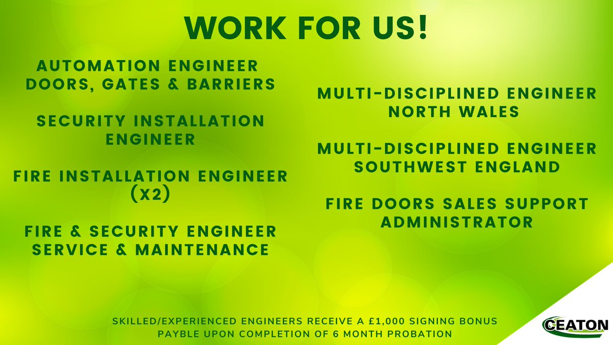 Our company is rapidly growing and we are still looking for more talented individuals to join our team! We have several open positions in our #Automation, #Fire, #FireDoor &amp; #Security teams. We look forward to hearing from you! #Hiring #CareerOpportunities #EngineeringJobs