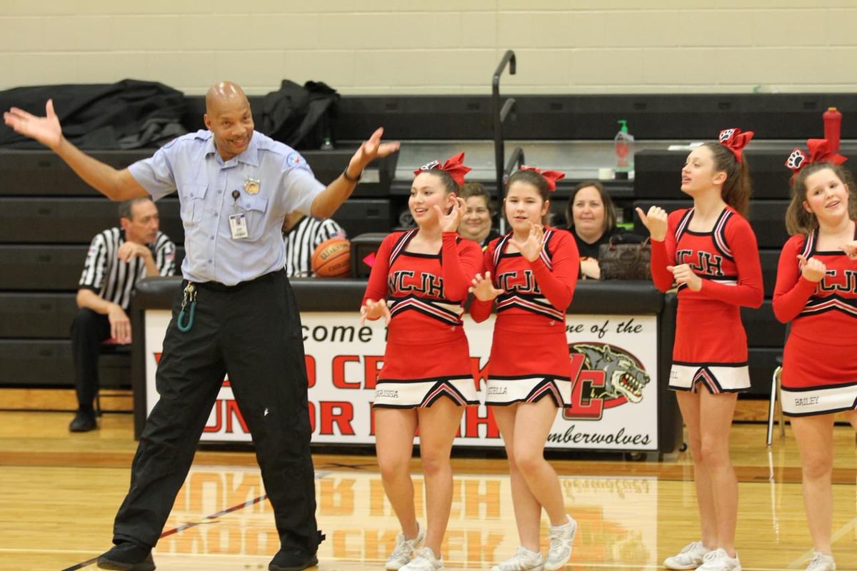 Last basketball game of the season! Mr. White even joined in for halftime ❤️ <a href="/WoodCreekJrHigh/">WoodCreek Jr. High</a> #wchowlout