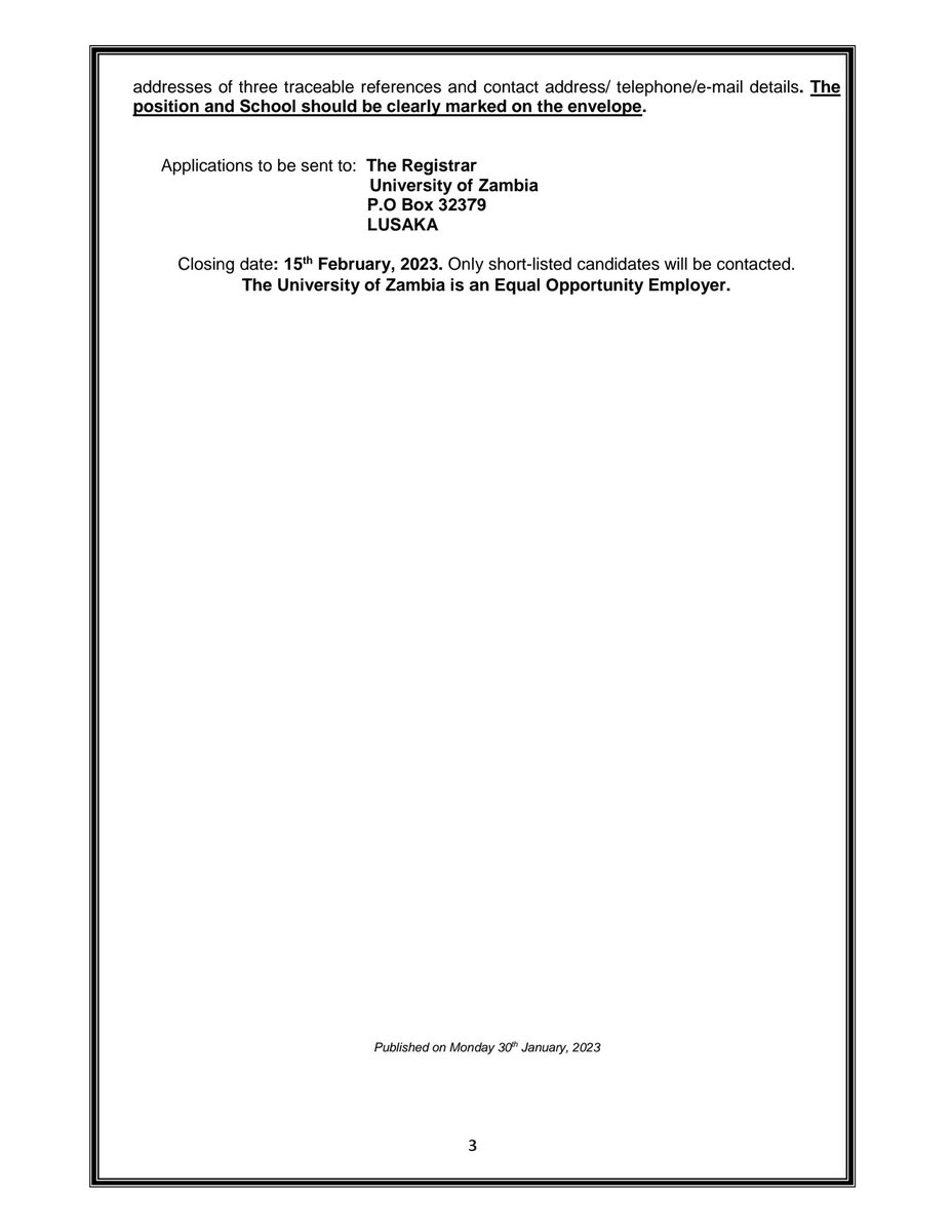 Postdoctoral positions <a href="/AceidhaZ/">aceidha_zambia</a> <a href="/UNZA_ZM/">University of Zambia</a>