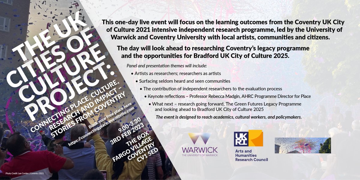 Looking forward this sold out event focusing on independent research where City of Culture was used as a foundation for research and creative projects ahead of the final evaluation being released later this year