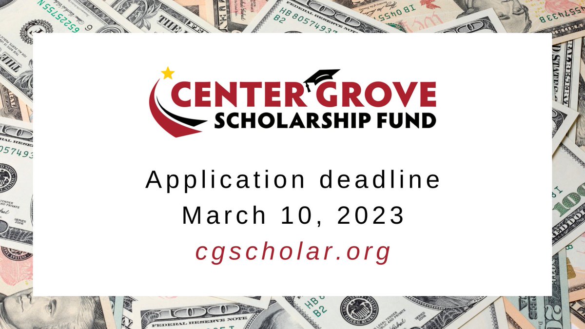CGEdFoundation's tweet photo. Last year, the Center Grove Scholarship Fund, a part of the Center Grove Education Foundation, awarded over $63,000 in scholarships to graduating Center Grove seniors. Apply today at https://t.co/80YvTTQrgk. The deadline is March 10, 2023. https://t.co/4CYcJMVqMn