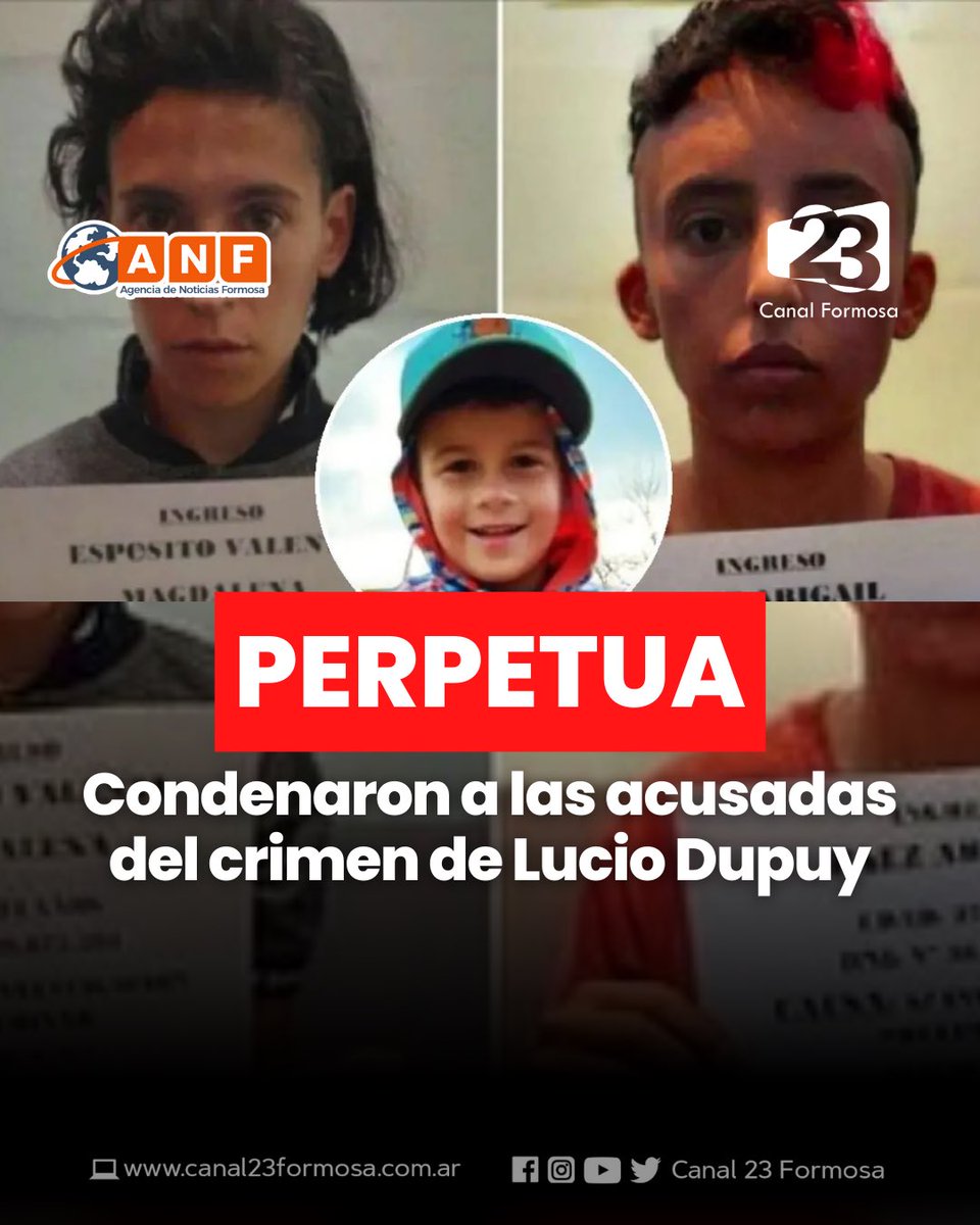 canalformosa's tweet photo. 🔴 #URGENTE • Los jueces condenaron a Magdalena Espósito Valenti y Abigail Páez por homicidio agravado
- Llegó el día, Lucio descansa en paz
- Lloran el padre y los abuelos.
⚖️
#juicio #perpetua #justicia #luciodupuy #acusadas #culpable #casoluciodupuy #justiciaporlucia https://t.co/Msc3eFdDCf