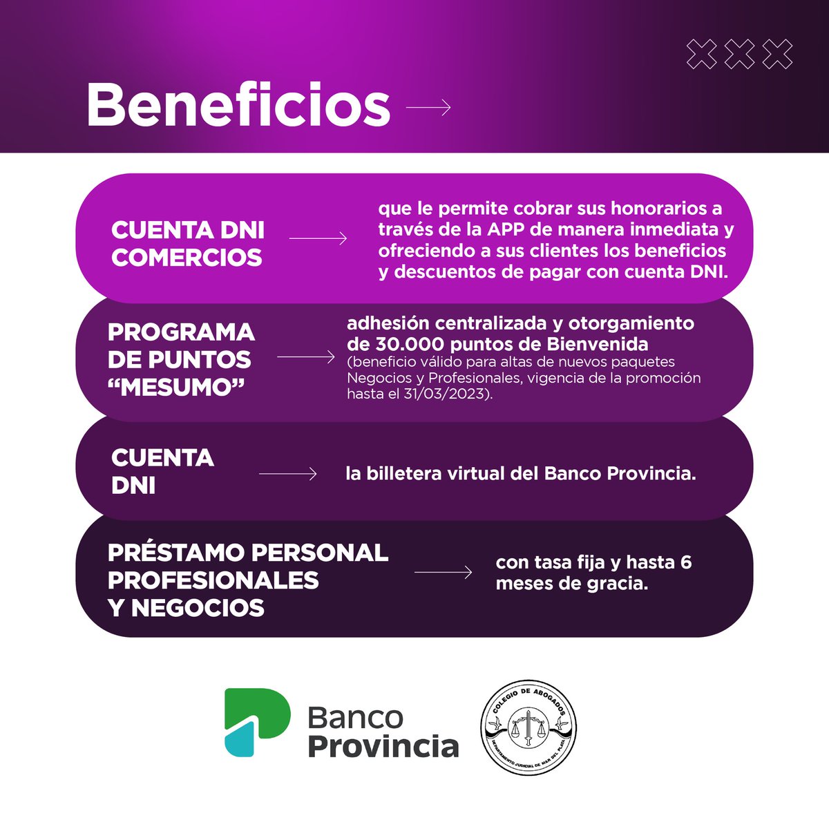CA_MDP's tweet photo. El CAMDP firmó un convenio con el Banco Pcia. Les compartimos los beneficios de este acuerdo para nuestros matriculados y matriculadas.
Para más info, los/las matriculados/as deberán enviar mail a sectorcomercial6101@bpba.com.ar
#CAMDP #Beneficios #BancoProvincia #MardelPlata https://t.co/W16ALeb4fP