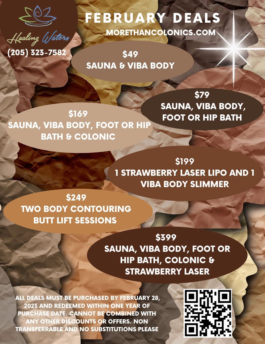 February specials #blackhistorymonth #colonhydrotherapy #colonics #footdetox #vsteam  #sauna