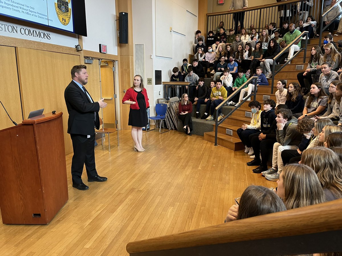 PCMiddle's tweet image. We welcomed Montco detective and Asst. DA to campus for a MS assembly on cyber bullying, sexting, social media and the law. Tremendously impactful.