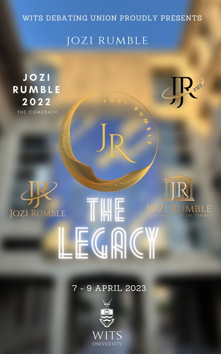 WitsDebating's tweet photo. Jozi Rumble 2023: The Legacy will maintain the historic legacy of the open and be held at the University of the Witwatersrand on the 7th - 9th of April 2023. Are you ready to rumble as a part of African history, and claim the legacy trophy? https://t.co/Pyf2NVMP4l