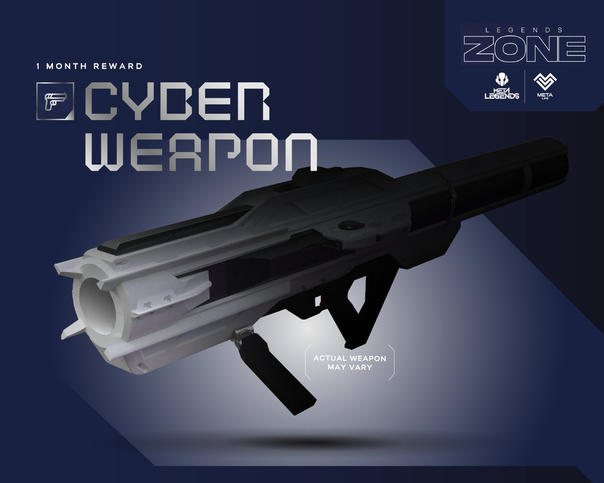 Did you know you get a Cyber Weapon just for holding your <a href="/metalegendsnft/">Meta Legends</a> for 1 month ? 👀

Keep holding and you'll get an additional reward every 3 months up to 15 months. Join our <a href="/MetaLife_/">Meta Life</a>  discord for more info ! 🔥

📍discord.com/invite/meta-li…

#GoLegends #GoLife #NFTs