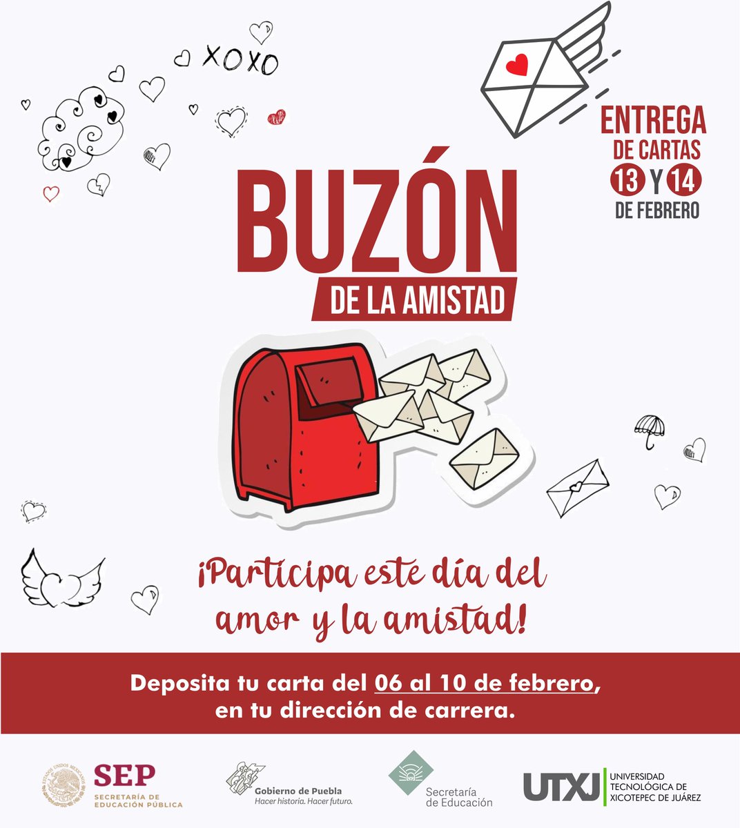 UT_Xicotepec's tweet photo. La Academia de Expresión Oral y Escrita, y Formación Sociocultural en coordinación con la Secretaría Académica, invitan a la comunidad estudiantil a participar en el #Buzón de la Amistad.
💌
#SomosUTXJ https://t.co/uBQD9Mtx8J