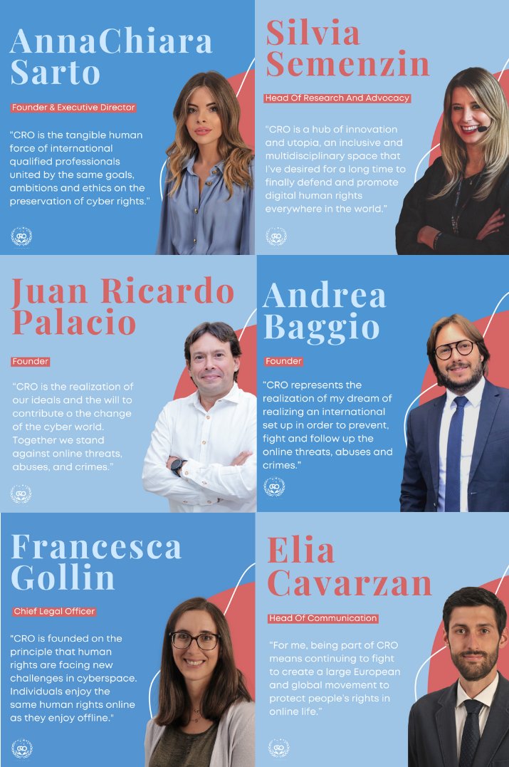 CyberCro's tweet photo. Making the #internet a safe place and fighting to give the survivors the proper defense of their #cyberrights: here we are.
#CRO #cyberightsorganization #equality #inclusivity #boarding #boardingteam #team https://t.co/n8XiS2jLsK